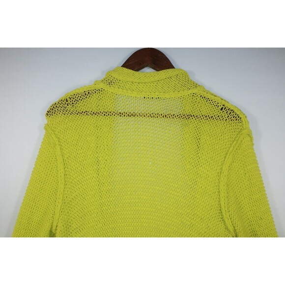 Issey Miyake Knit Cardigan Sweater Belt Women's M Green Yellow Ombre Mesh Duster - Picture 10 of 11